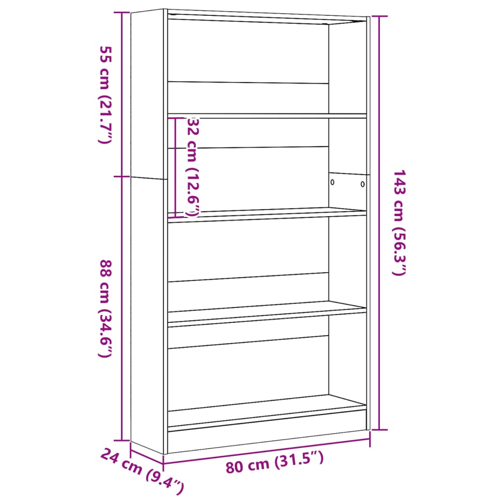 Libreria Bianca 80x24x143 cm in Legno Multistrato 857844