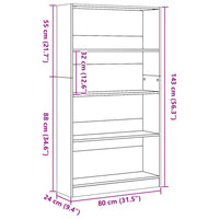 Libreria Bianca 80x24x143 cm in Legno Multistrato 857844