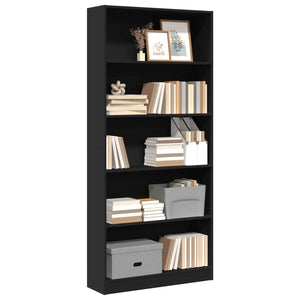 Libreria Nera 80x24x176 cm in Legno Multistrato 857854