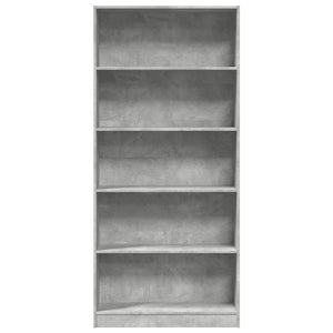 Libreria Grigio Cemento 80x24x176 cm in Legno Multistrato