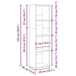 Libreria Nera 40x30x152 cm in Legno Multistrato 857877