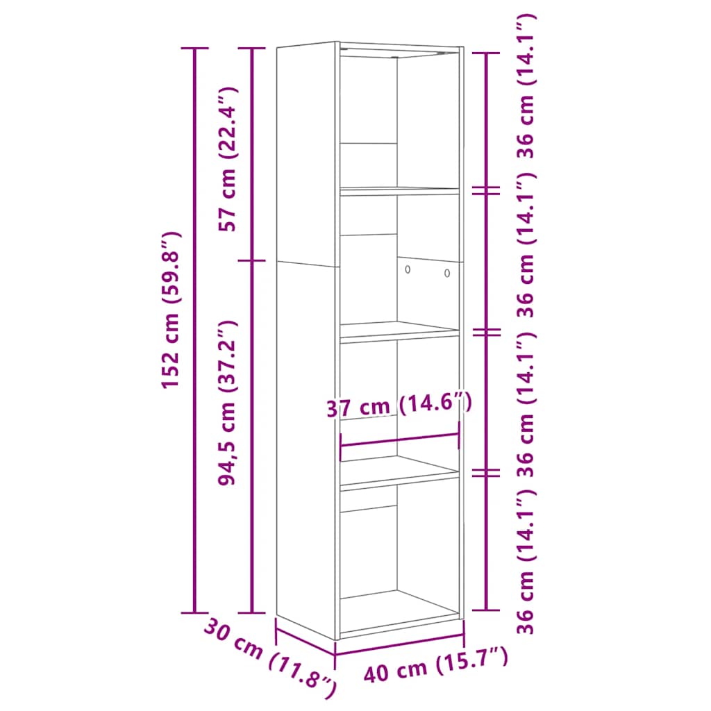 Libreria Rovere Fumo 40x30x152 cm in Legno Multistrato 857880