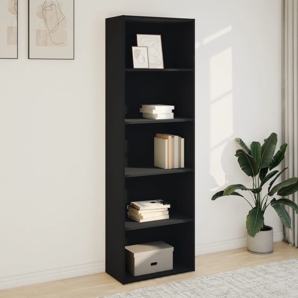 Libreria Nera 60x30x189 cm in Legno Multistrato 857918