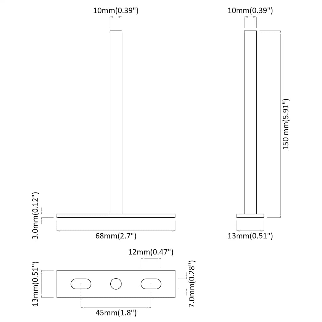 Staffe Mensole Galleggianti 12pz Ø10x150 mm Acciaio al Carbonio 4012402