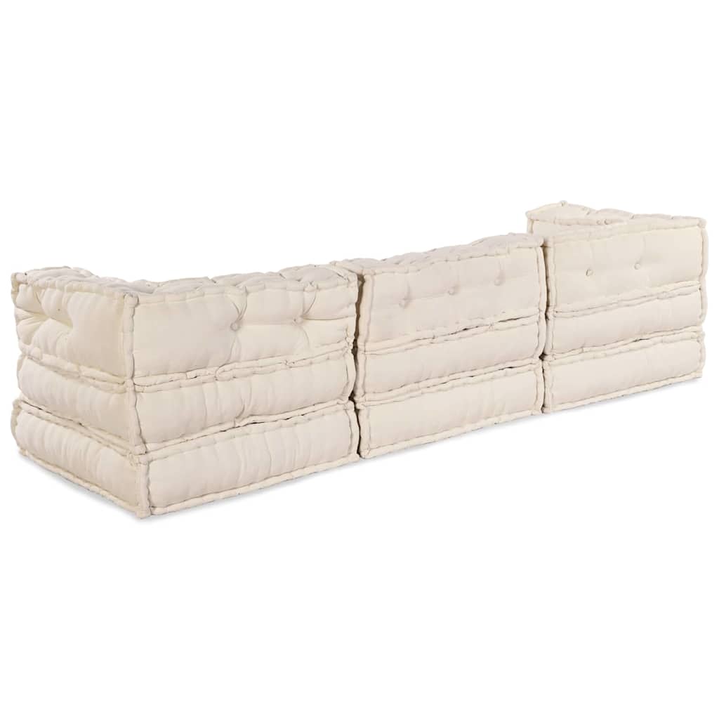 vidaXL Cuscino 3 pcs Crema 70 x 70 x 54 cm Poliestere