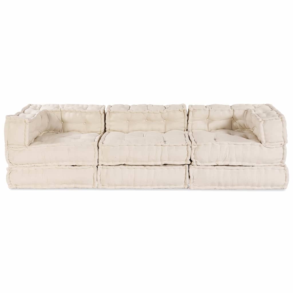vidaXL Cuscino 3 pcs Crema 70 x 70 x 54 cm Poliestere
