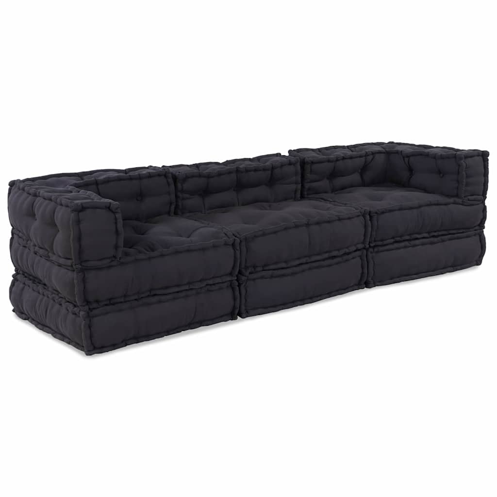 vidaXL Cuscino 3 pcs Antracite 70 x 70 x 54 cm Poliestere