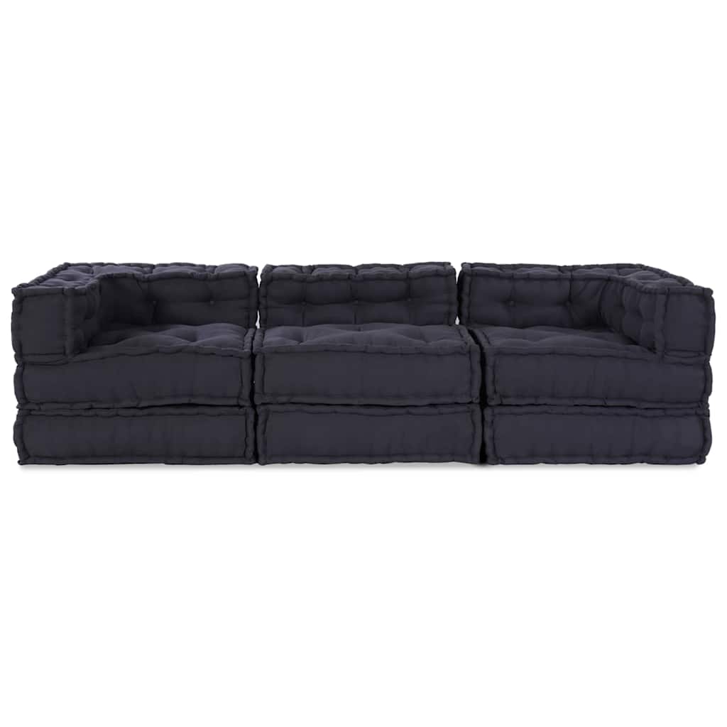vidaXL Cuscino 3 pcs Antracite 70 x 70 x 54 cm Poliestere