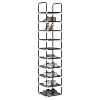 vidaXL Scarpiera 10 Ripiani Nera 33x33x174 cm in Tessuto Non Tessuto