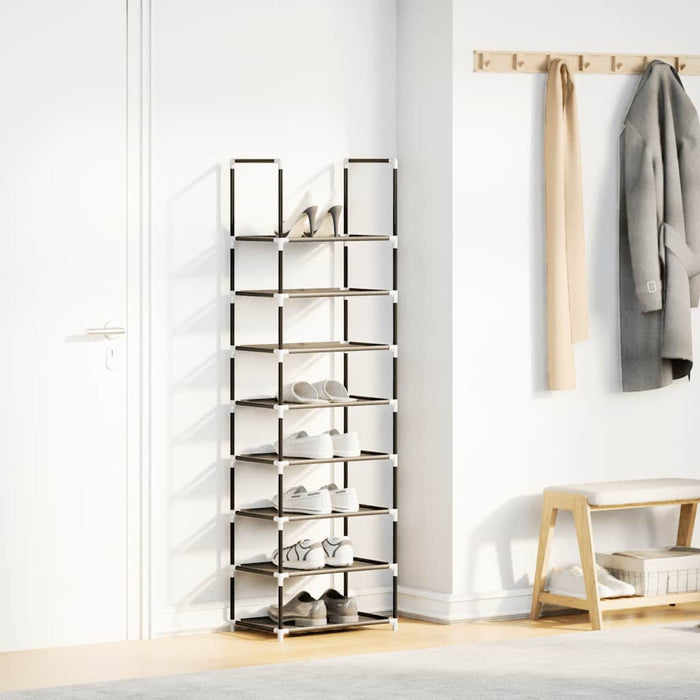 Scarpiera 8 Ripiani Nera 44x28x145 cm in Tessuto Non Tessuto 4100619