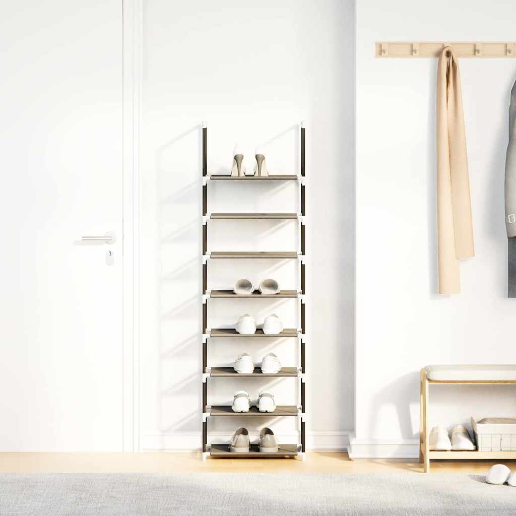 Scarpiera 8 Ripiani Nera 44x28x145 cm in Tessuto Non Tessuto