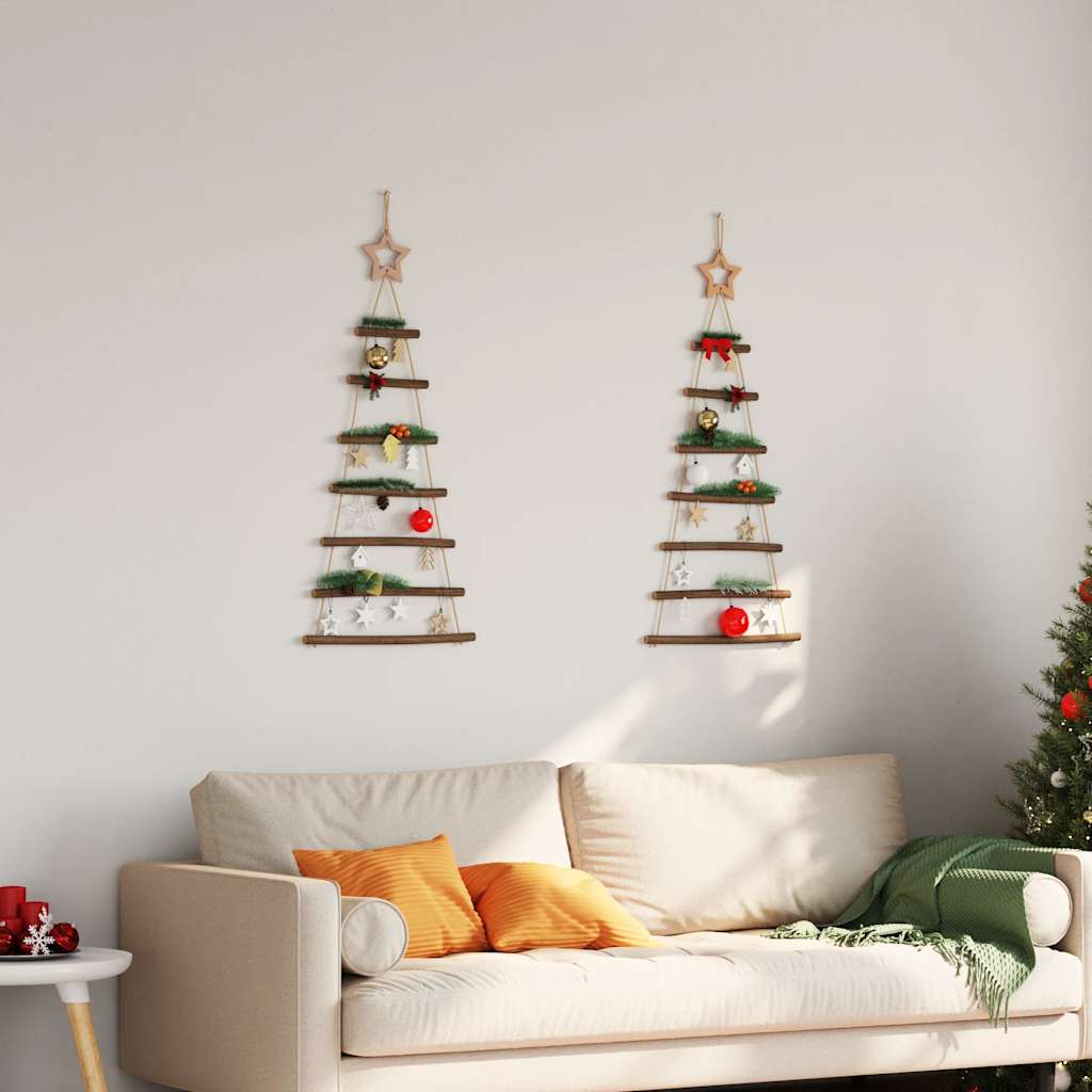 vidaXL Alberi di Natale Sospesi con Stelle 2 pz 42x90 cm Ramo Naturale