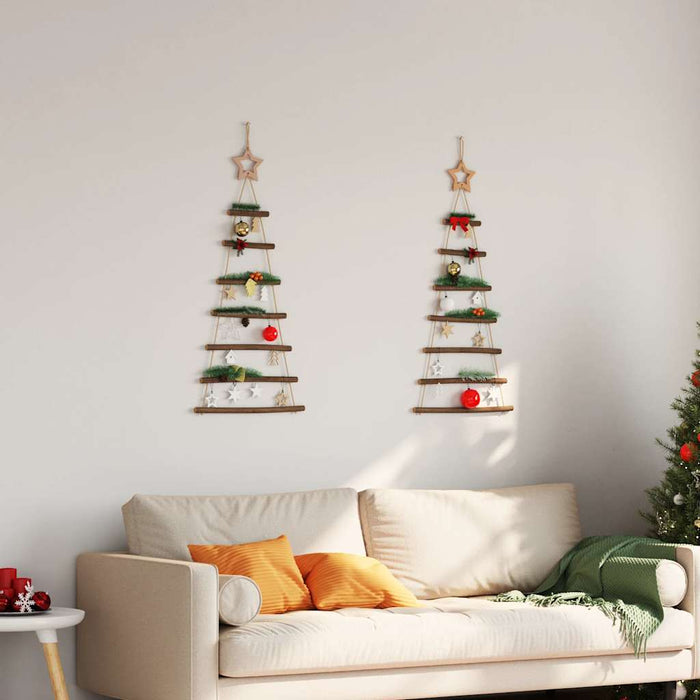 vidaXL Alberi di Natale Sospesi con Stelle 2 pz 42x90 cm Ramo Naturale