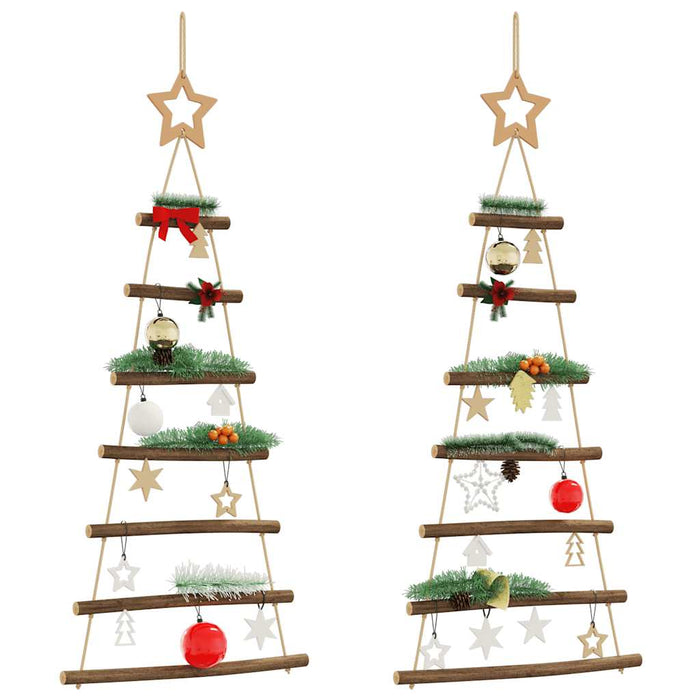 vidaXL Alberi di Natale Sospesi con Stelle 2 pz 42x90 cm Ramo Naturale