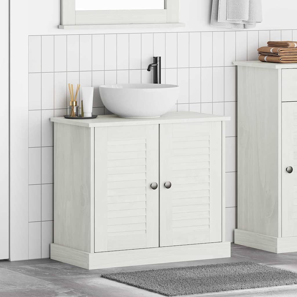 Mobile Lavabo con porta-Armadietto da bagno VIGO bianco anticato 67.5 x 34 x 59 cm
