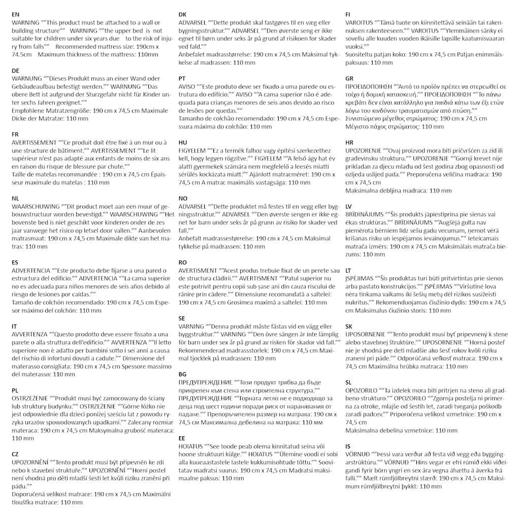 Letto a Castello senza Materasso Nero 75x190 cm in Acciaio 4019874