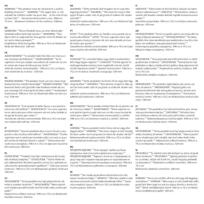 Letto a Castello senza Materasso Nero 75x190 cm in Acciaio 4019874