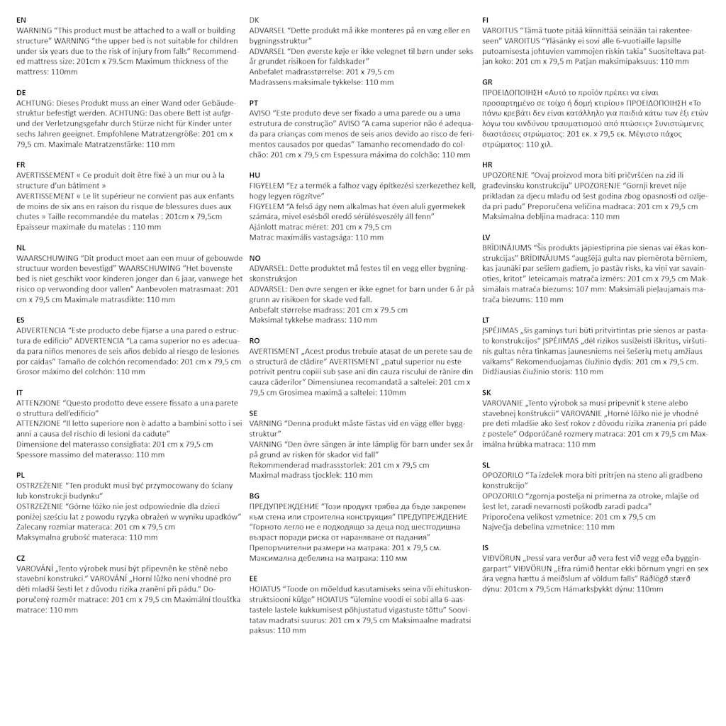 Letto a Castello senza Materasso Nero 80x200 cm in Acciaio 4019875