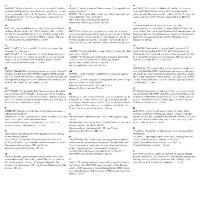 Letto a Castello senza Materasso Nero 80x200 cm in Acciaio 4019875