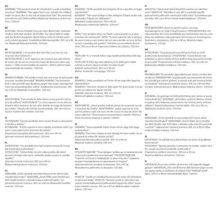 Letto a Castello senza Materasso Bianco 90x200 cm in Acciaio 4019884