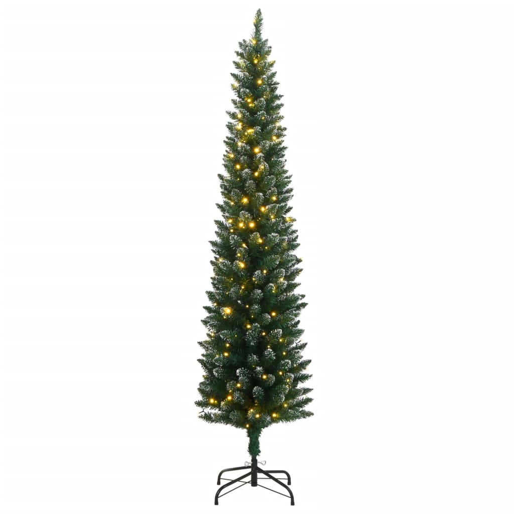Albero di Natale Artificiale-Albero Natalizio Sottile con 150 LED 150 cm 487689