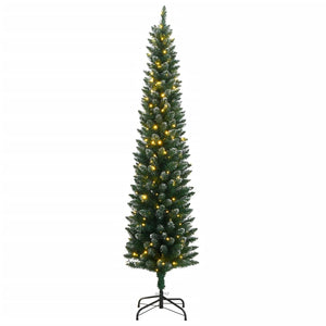 Albero di Natale Artificiale-Albero Natalizio Sottile con 150 LED 150 cm 487689