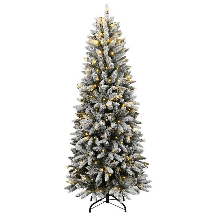 Albero di Natale Artificiale-Albero Natalizio con 150 LED e Neve Fioccata 120 cm 353322