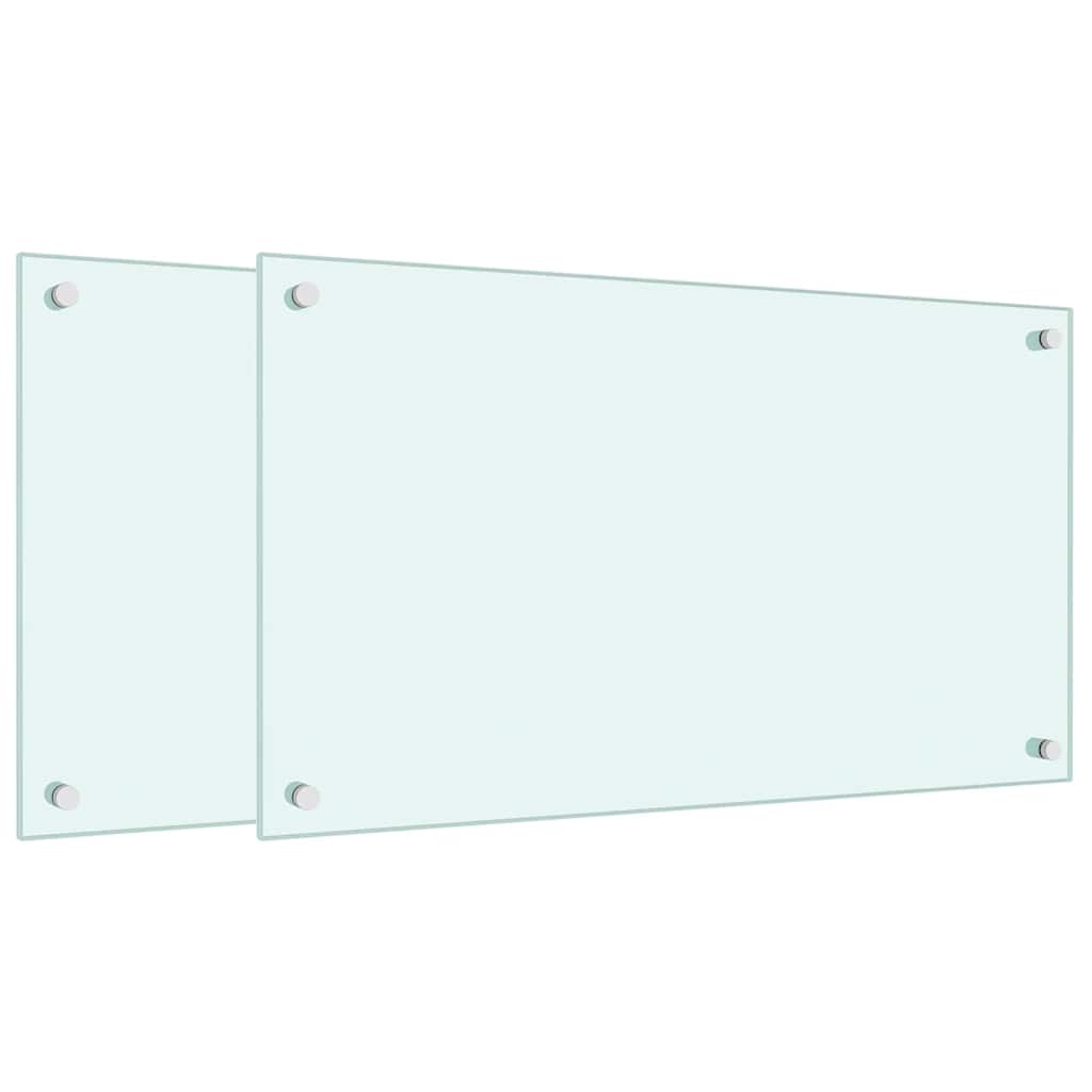 vidaXL Paraschizzi per Cucina 2 pz Bianchi 70x40 cm in Vetro Temperato