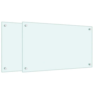 vidaXL Paraschizzi per Cucina 2 pz Bianchi 70x40 cm in Vetro Temperato