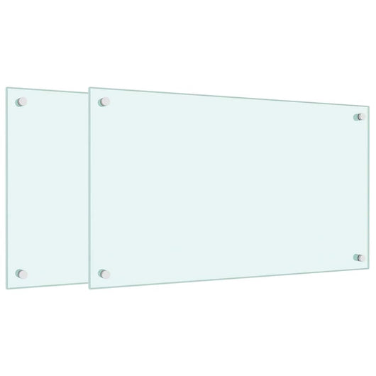 vidaXL Paraschizzi per Cucina 2 pz Bianchi 70x40 cm in Vetro Temperato
