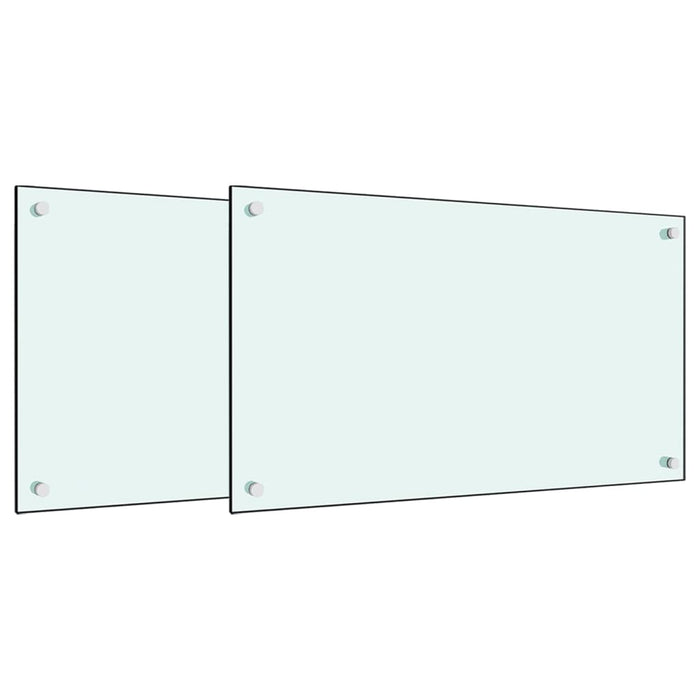 Paraschizzi per Cucina 2 pz Bianchi 70x40 cm in Vetro Temperato 3315783