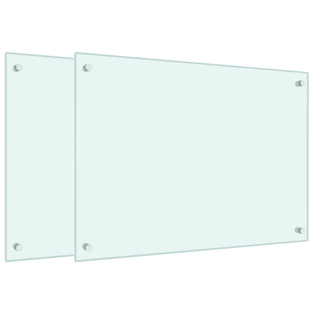 Paraschizzi per Cucina 2 pz-Set di 2 Protezione parete cucina Bianchi 70x50 cm in Vetro Temperato