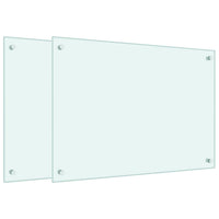 Paraschizzi per Cucina 2 pz-Set di 2 Protezione parete cucina Bianchi 70x50 cm in Vetro Temperato