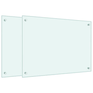 Paraschizzi per Cucina 2 pz-Set di 2 Protezione parete cucina Bianchi 70x50 cm in Vetro Temperato