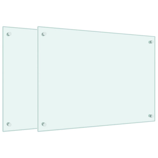 Paraschizzi per Cucina 2 pz Bianchi 70x50 cm in Vetro Temperato 3315784