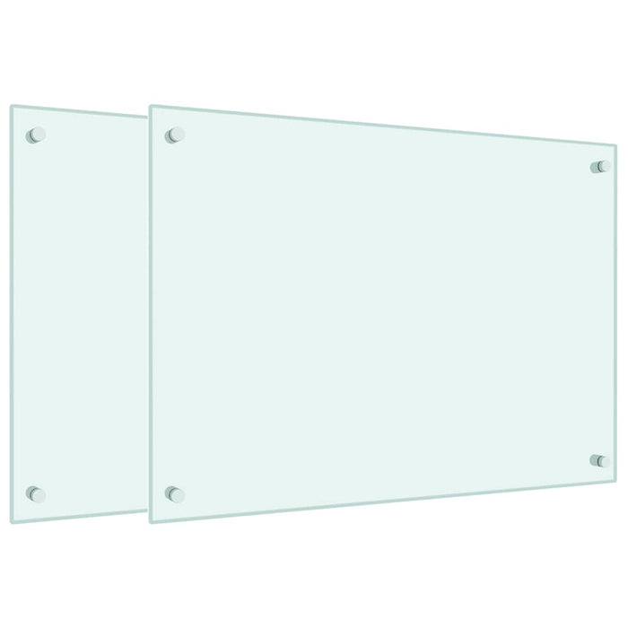 Paraschizzi per Cucina 2 pz Bianchi 70x50 cm in Vetro Temperato 3315784