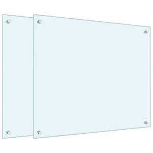 Paraschizzi per Cucina 2 pz Bianchi 70x60 cm in Vetro Temperato