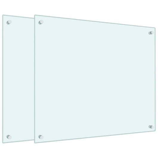 Paraschizzi per Cucina 2 pz Bianchi 70x60 cm in Vetro Temperato