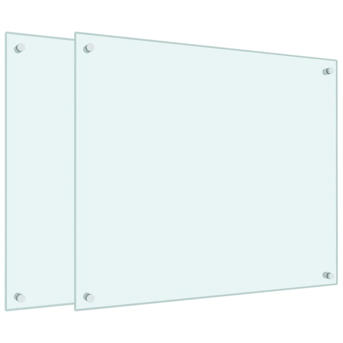 Paraschizzi per Cucina 2 pz Bianchi 70x60 cm in Vetro Temperato