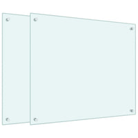 Paraschizzi per Cucina 2 pz-Set di 2 Protezione parete cucina Bianchi 70x60 cm in Vetro Temperato