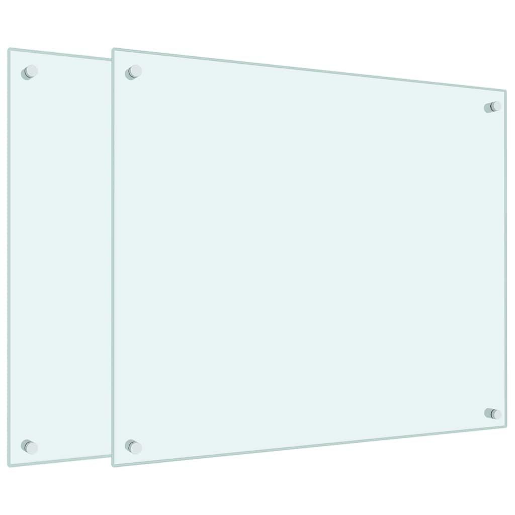 Paraschizzi per Cucina 2 pz Bianchi 70x60 cm in Vetro Temperato 3315785