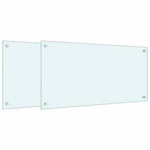Paraschizzi per Cucina 2 pz Bianchi 80x40 cm in Vetro Temperato