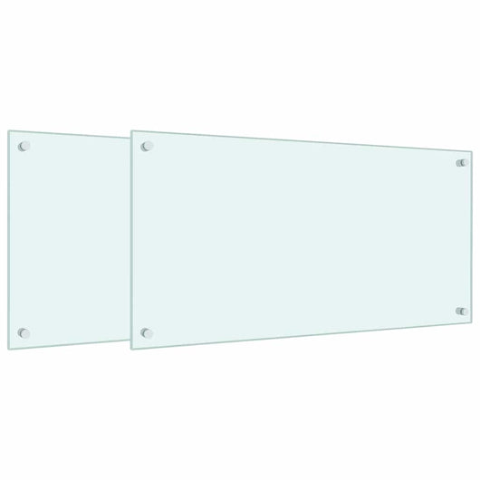 Paraschizzi per Cucina 2 pz Bianchi 80x40 cm in Vetro Temperato