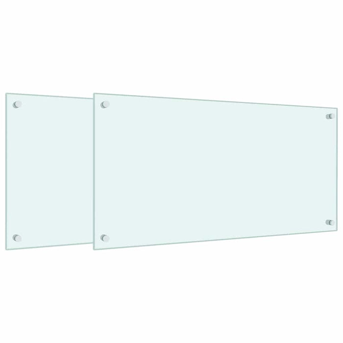 Paraschizzi per Cucina 2 pz Bianchi 80x40 cm in Vetro Temperato