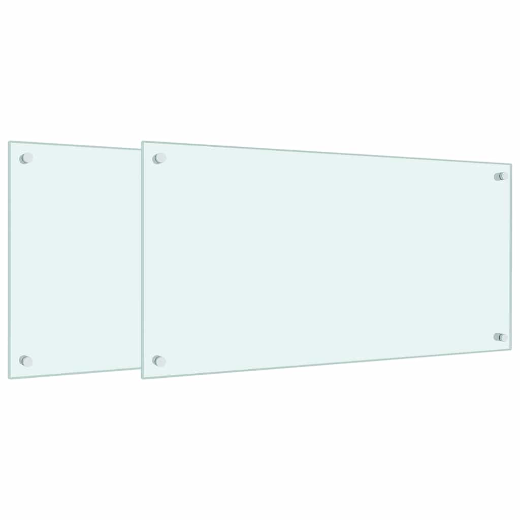 Paraschizzi per Cucina 2 pz Bianchi 80x40 cm in Vetro Temperato 3315786