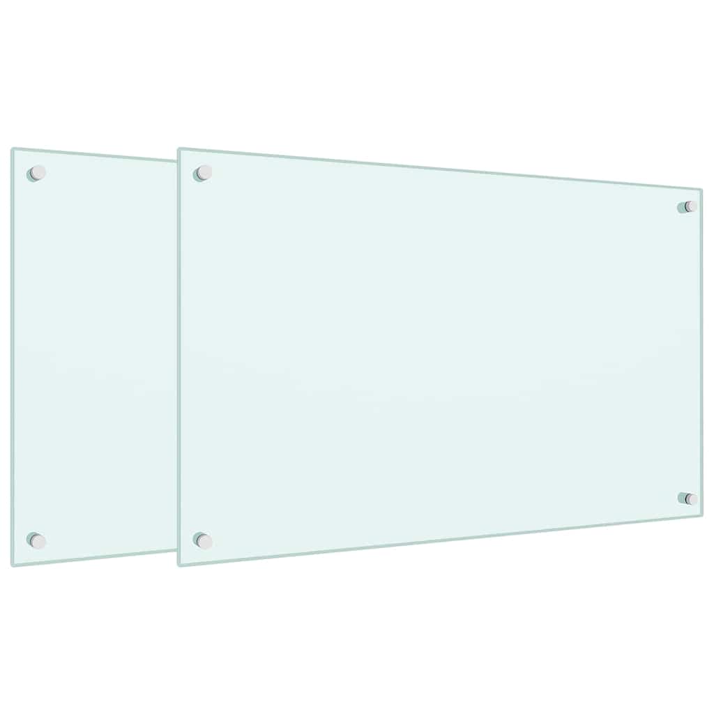 Paraschizzi per Cucina 2 pz Bianchi 80x50 cm in Vetro Temperato