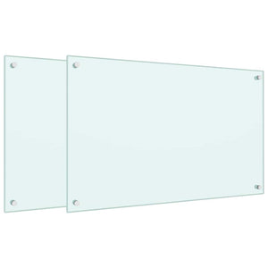 Paraschizzi per Cucina 2 pz Bianchi 80x50 cm in Vetro Temperato