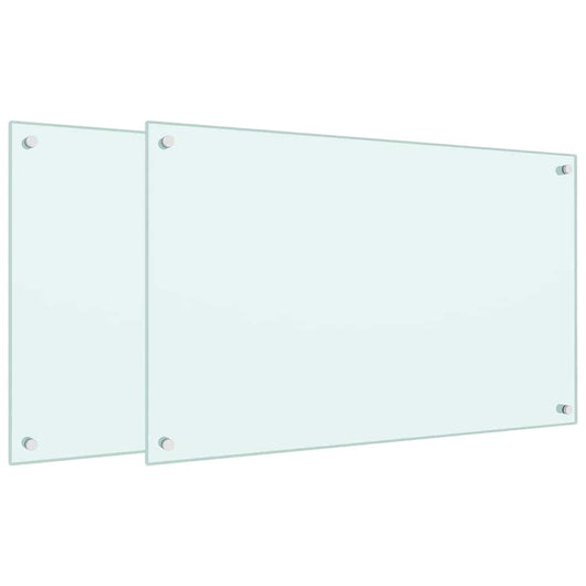 Paraschizzi per Cucina 2 pz Bianchi 80x50 cm in Vetro Temperato