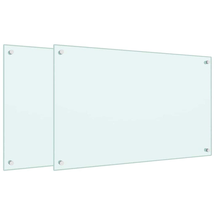 Paraschizzi per Cucina 2 pz Bianchi 80x50 cm in Vetro Temperato