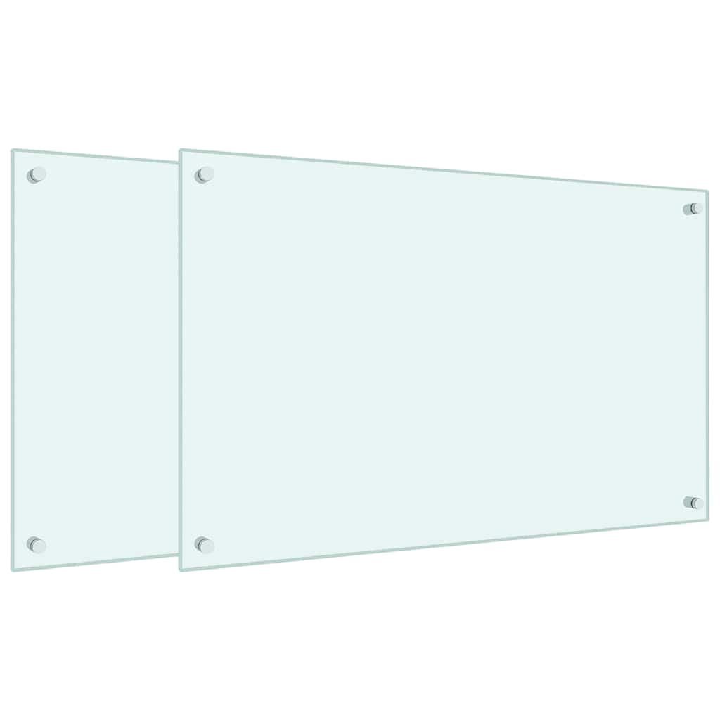 Paraschizzi per Cucina 2 pz Bianchi 80x50 cm in Vetro Temperato 3315787